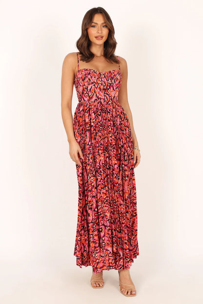 Achanti Pleated Maxi Dress Pink Multi
