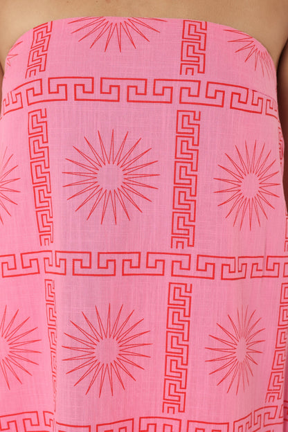 Soph Strapless Maxi Dress Pink Red