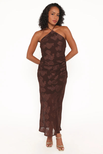 Remy Halterneck Maxi Dress Brown