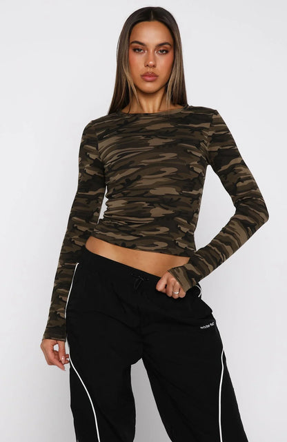 Dont Rein Me In Long Sleeve Baby Tee Camo