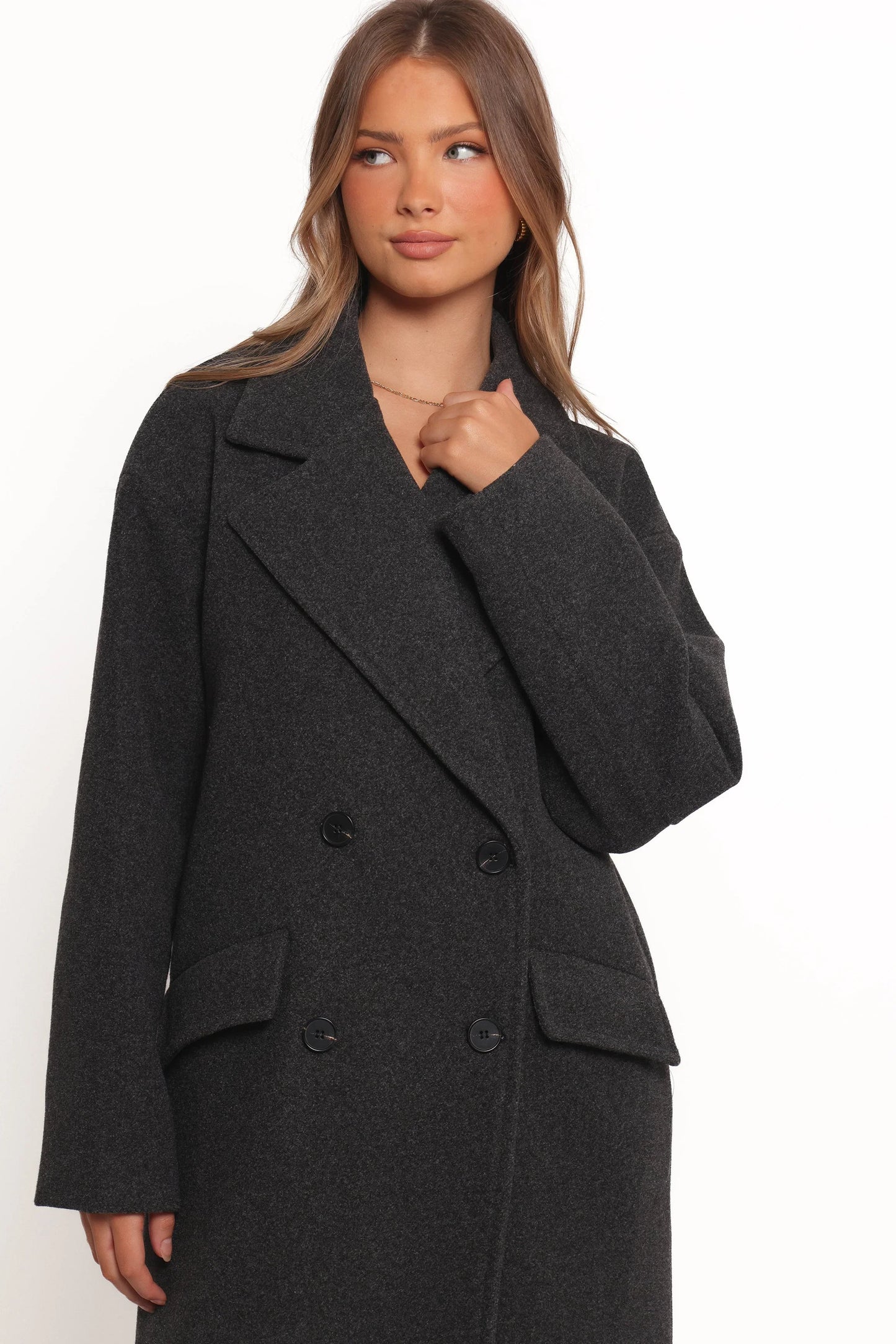 Brylie Oversized Coat Charcoal