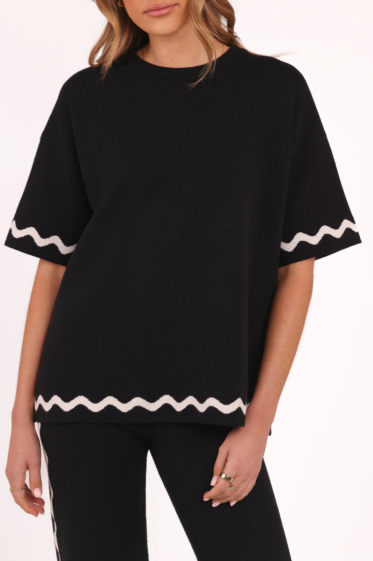 Vespa Knitted Tee Black White