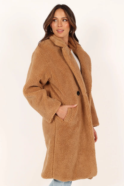 Beatrice Faux Fur Coat Camel