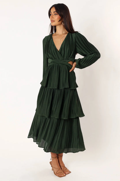 Pippa Long Sleeve Midi Dress Emerald