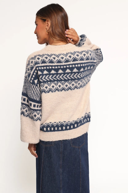 Lincoln Fair Isle Knit Sweater Navy