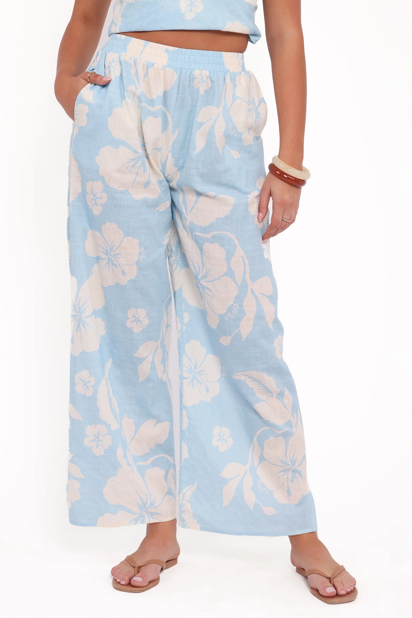 Lourdes Wide Leg Pant Blue Hibiscus