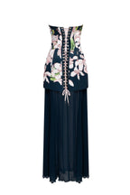 2 in 1 floral mini with a detachable deep ocean green underskirt