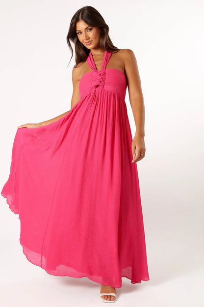 Everdeen Halterneck Maxi Dress Fuchsia