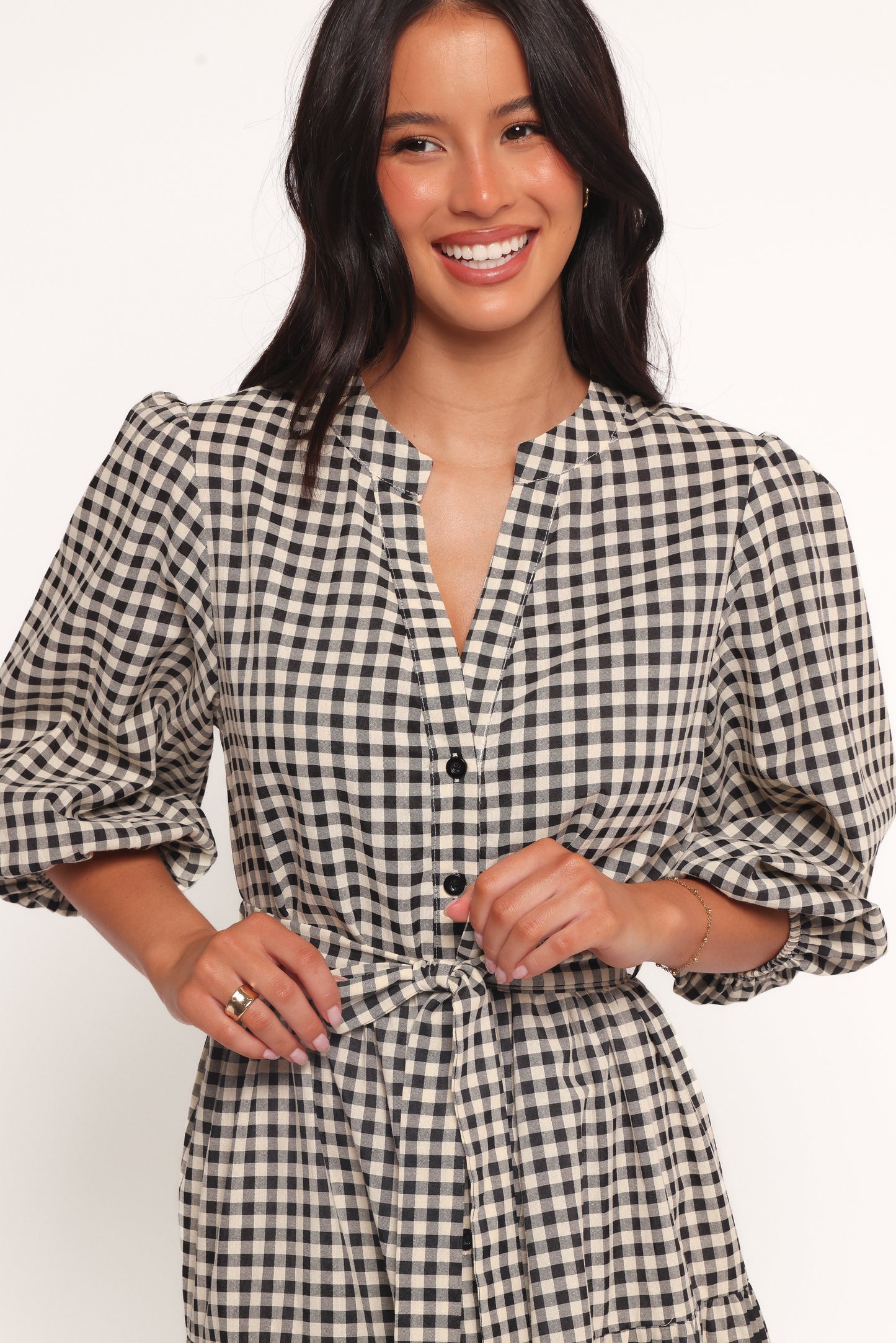 Dixon Maxi Dress Black Cream Gingham