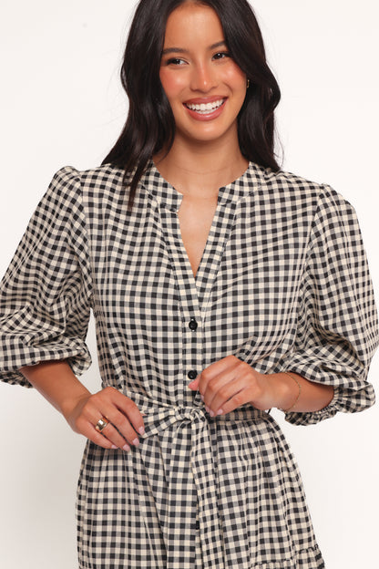 Dixon Maxi Dress Black Cream Gingham