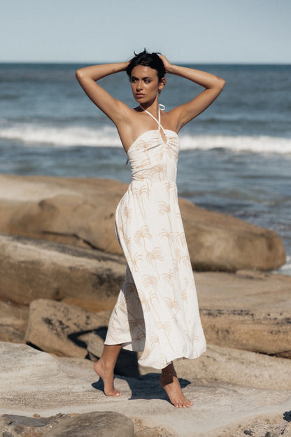 Granger Halterneck Midi Dress White Print