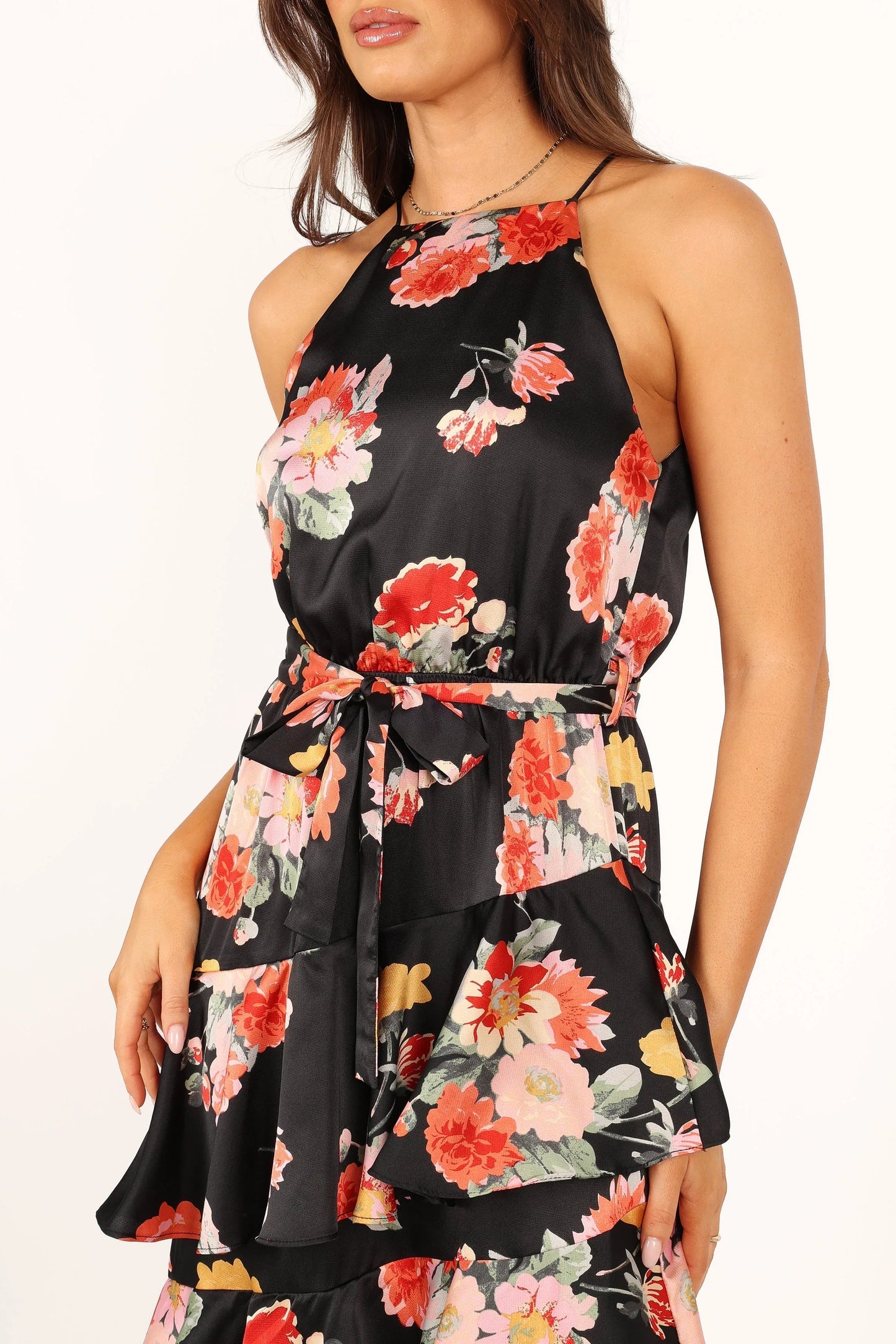 Sarona Halterneck Maxi Dress Black Floral