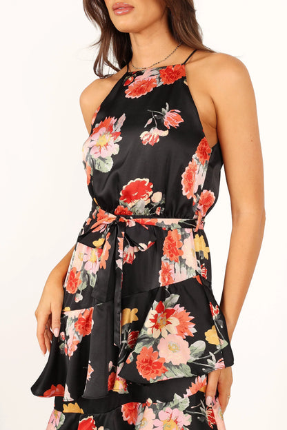 Sarona Halterneck Maxi Dress Black Floral