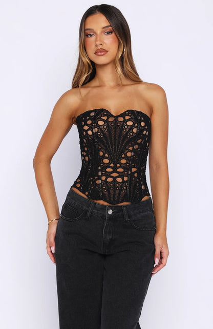 So Much To Say Strapless Bustier Black