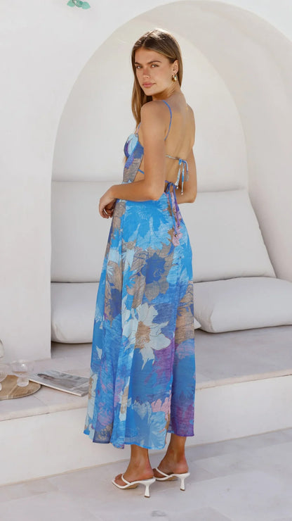 Rahima Maxi Dress Blue Floral