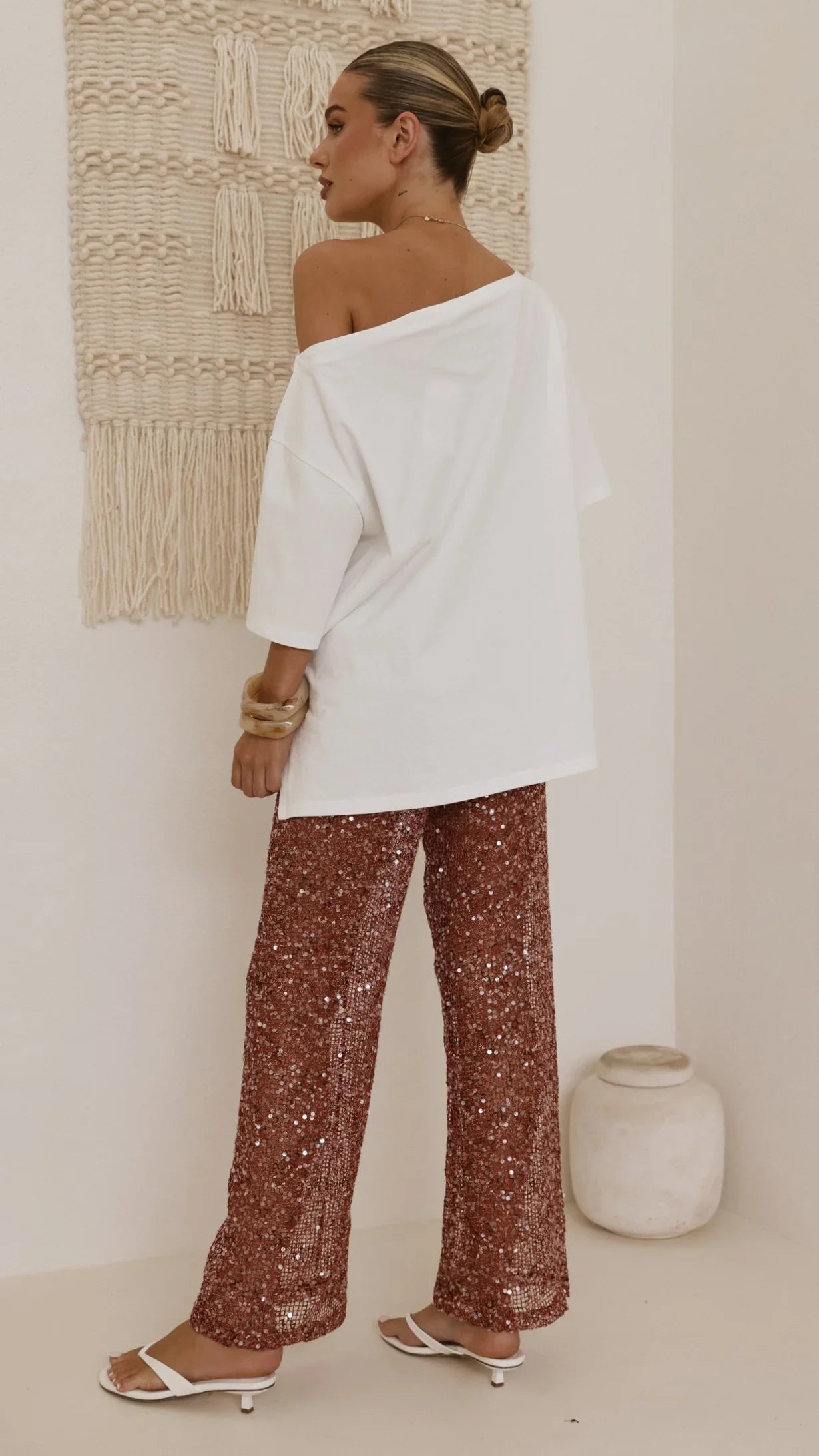 Zinnia Sequins Pant Rust