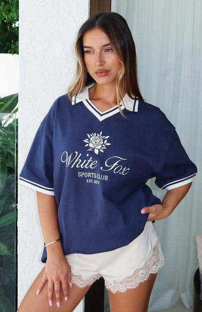 Along The Way Oversized Jersey Navy