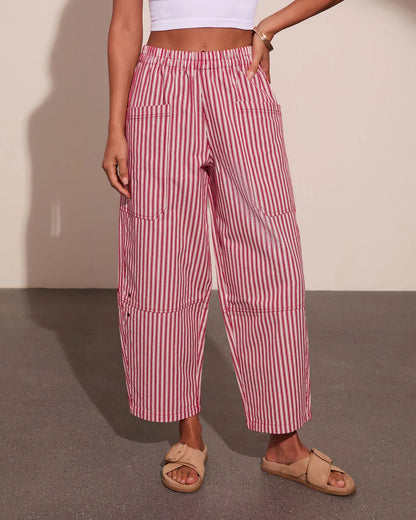 Nautical Honey Striped Barrel Leg Pants