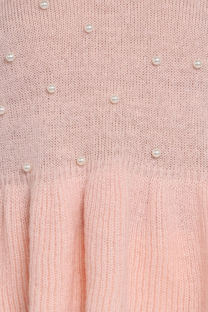 Molly Pearl Peplum Knit Sweater Light Pink