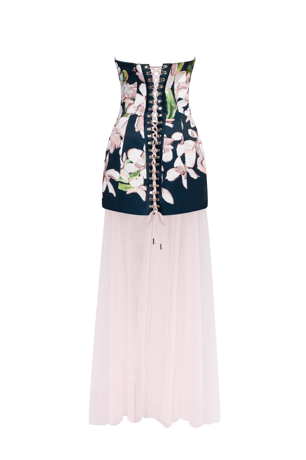 2 in 1 floral mini dress with a detachable candy pink sheer underskirt