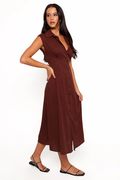 Cami Midi Dress Chocolate Brown
