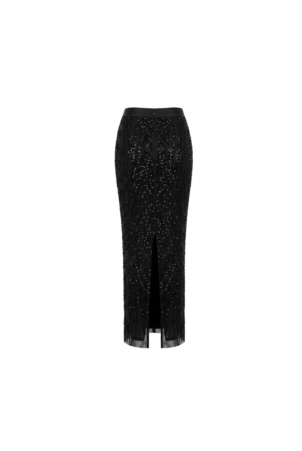 Black semi sheer embroidered lace maxi skirt