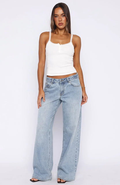 Holding On To You Lace Trim Top White