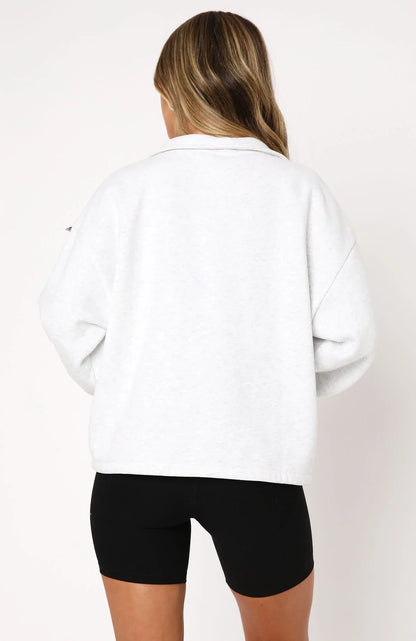 Dont Look Now Zip Front Sweater Grey Marle