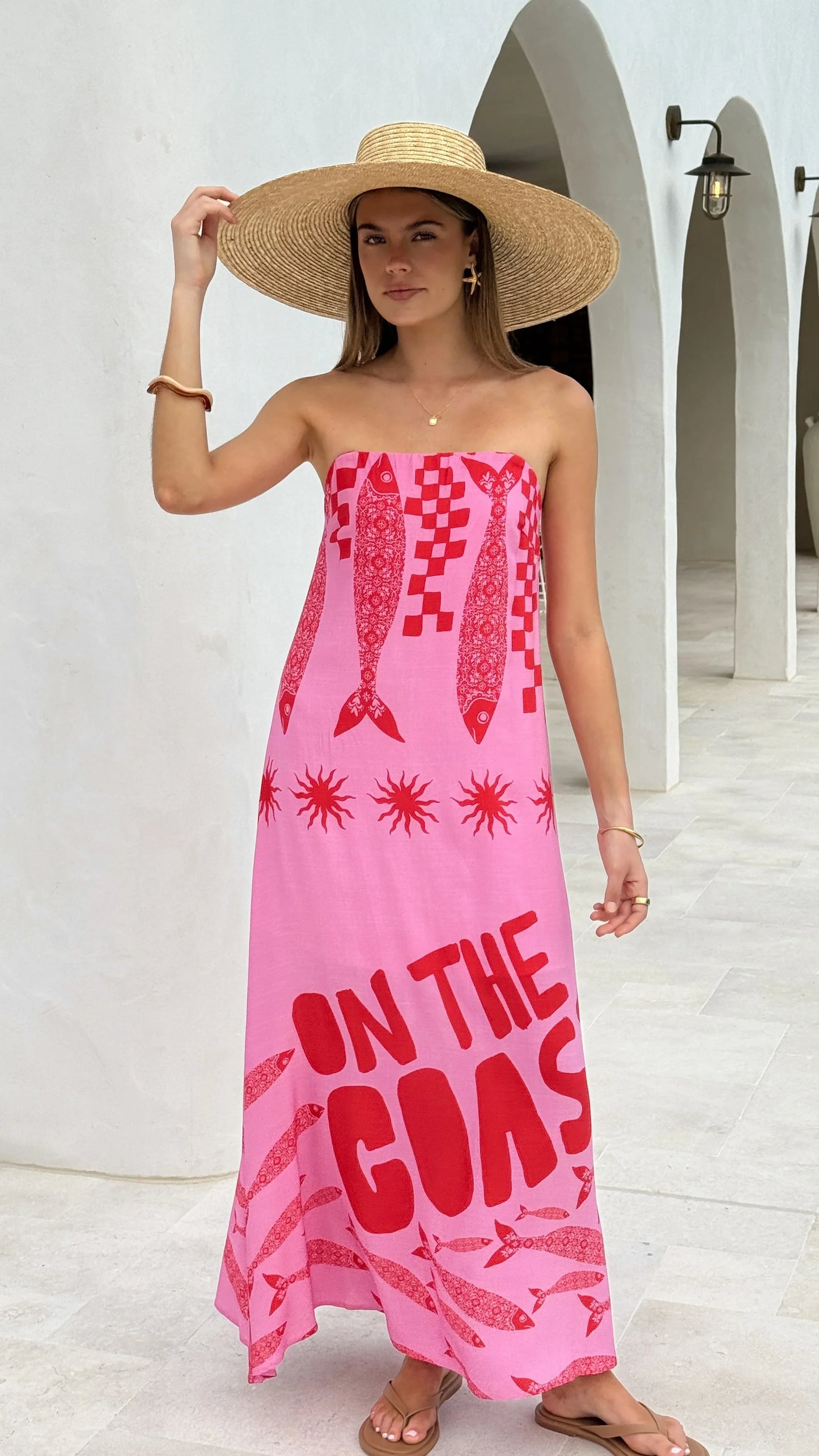 Elidie Maxi Dress Pink Red Tide