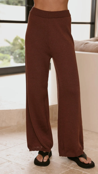Florentine Knit Vest and Pants Set Chocolate
