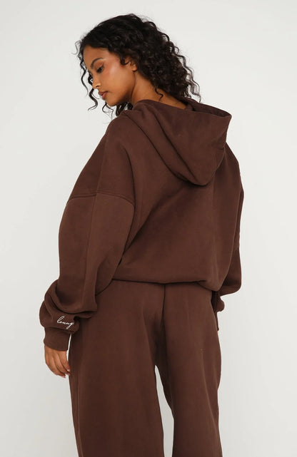 Know What You Want Oversized Hoodie Chocolate