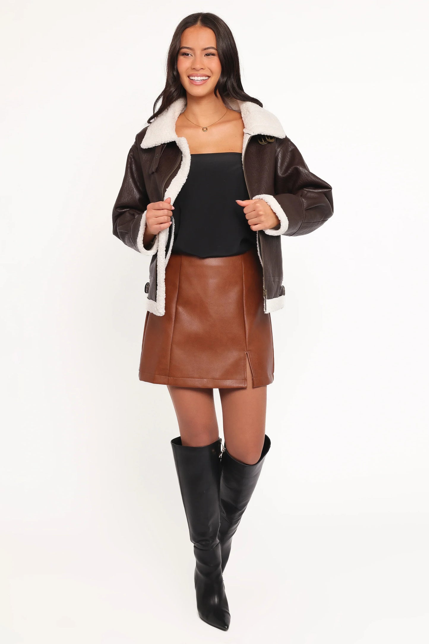 Baxter Shearling Lined Jacket Brown