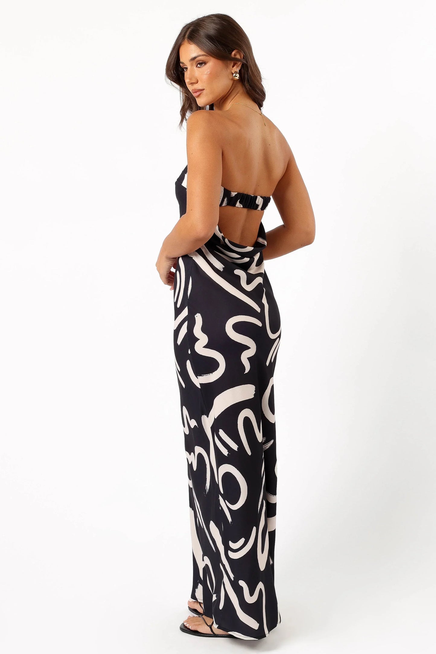 Remmie Strapless Maxi Dress Black White
