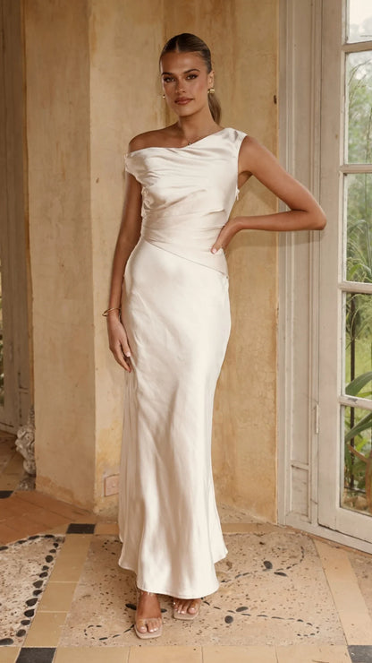 Auria Off Shoulder Maxi Dress Champagne