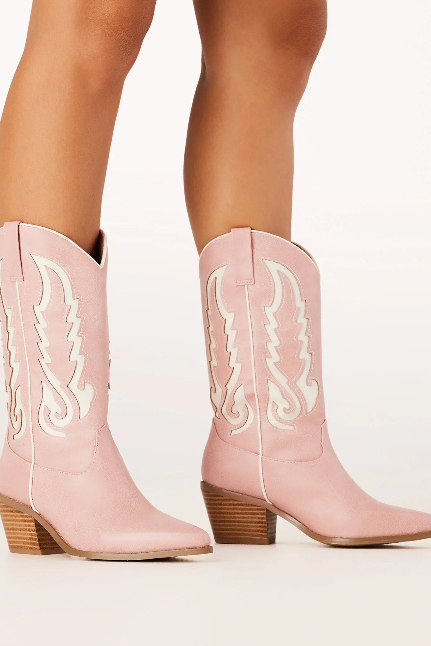 Norva Cowboy Boots Pink Ivory