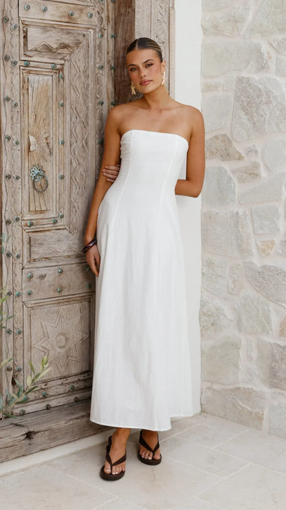 Astrid Strapless Maxi Dress White