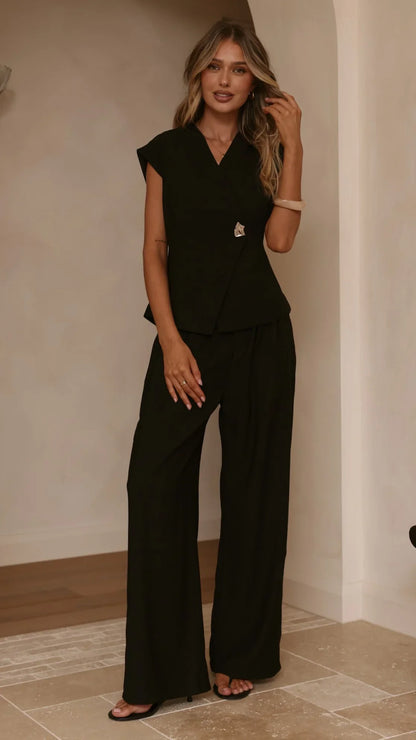 Zahira Vest Top Black