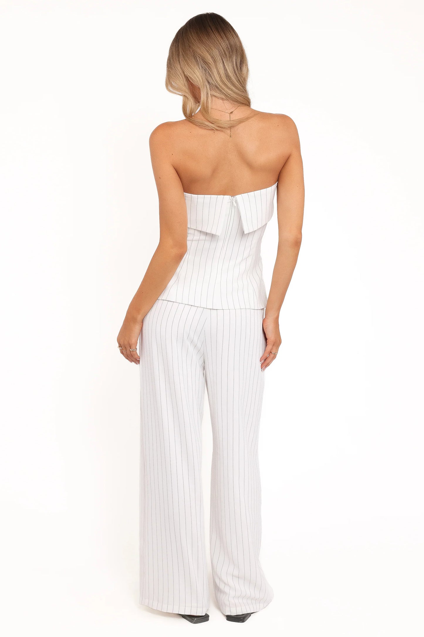 Blakely Wide Leg Pant White Pinstripe