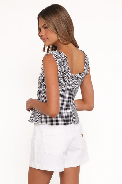 Harper Top Black Gingham