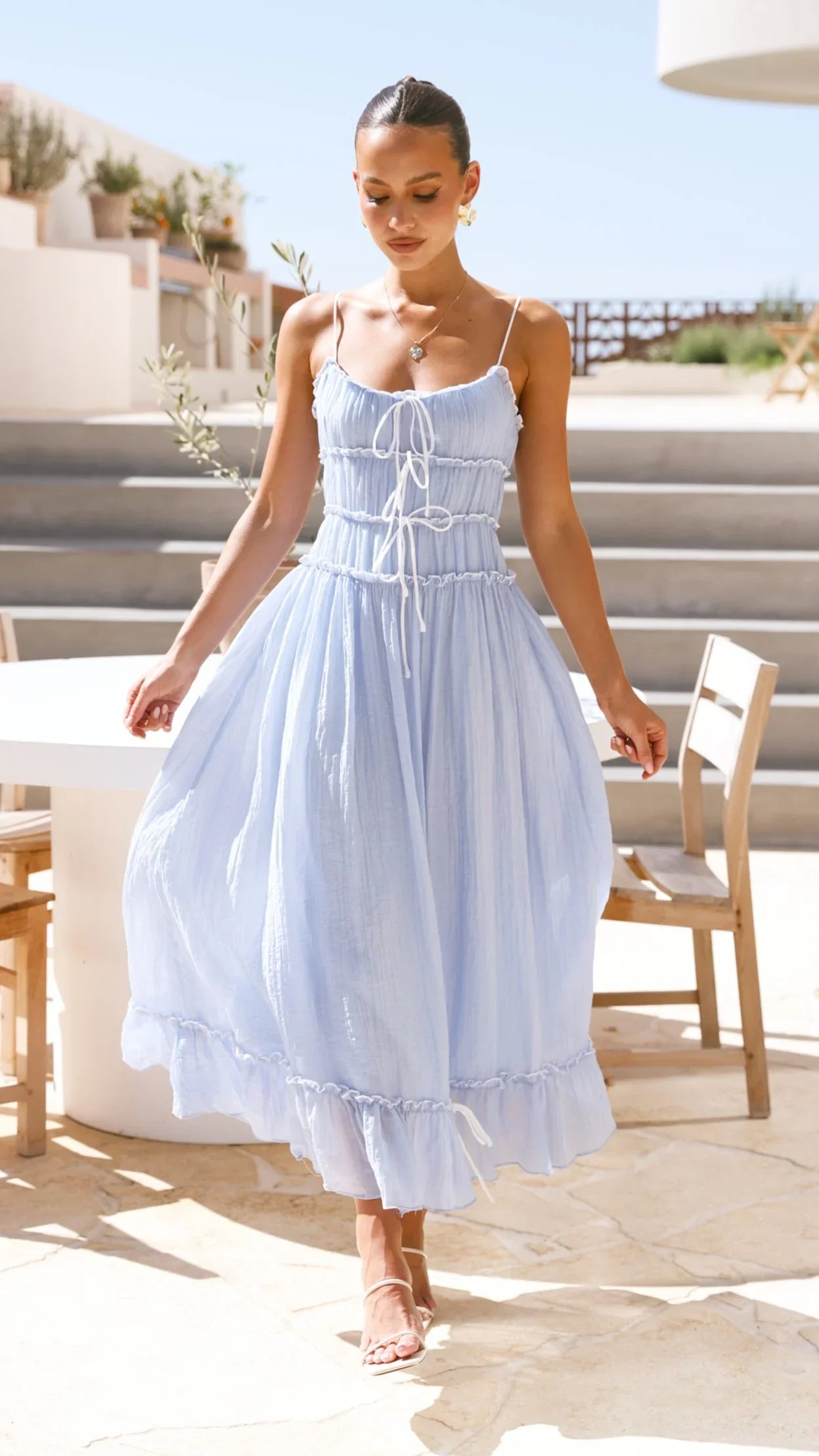 Halo Maxi Dress Blue White