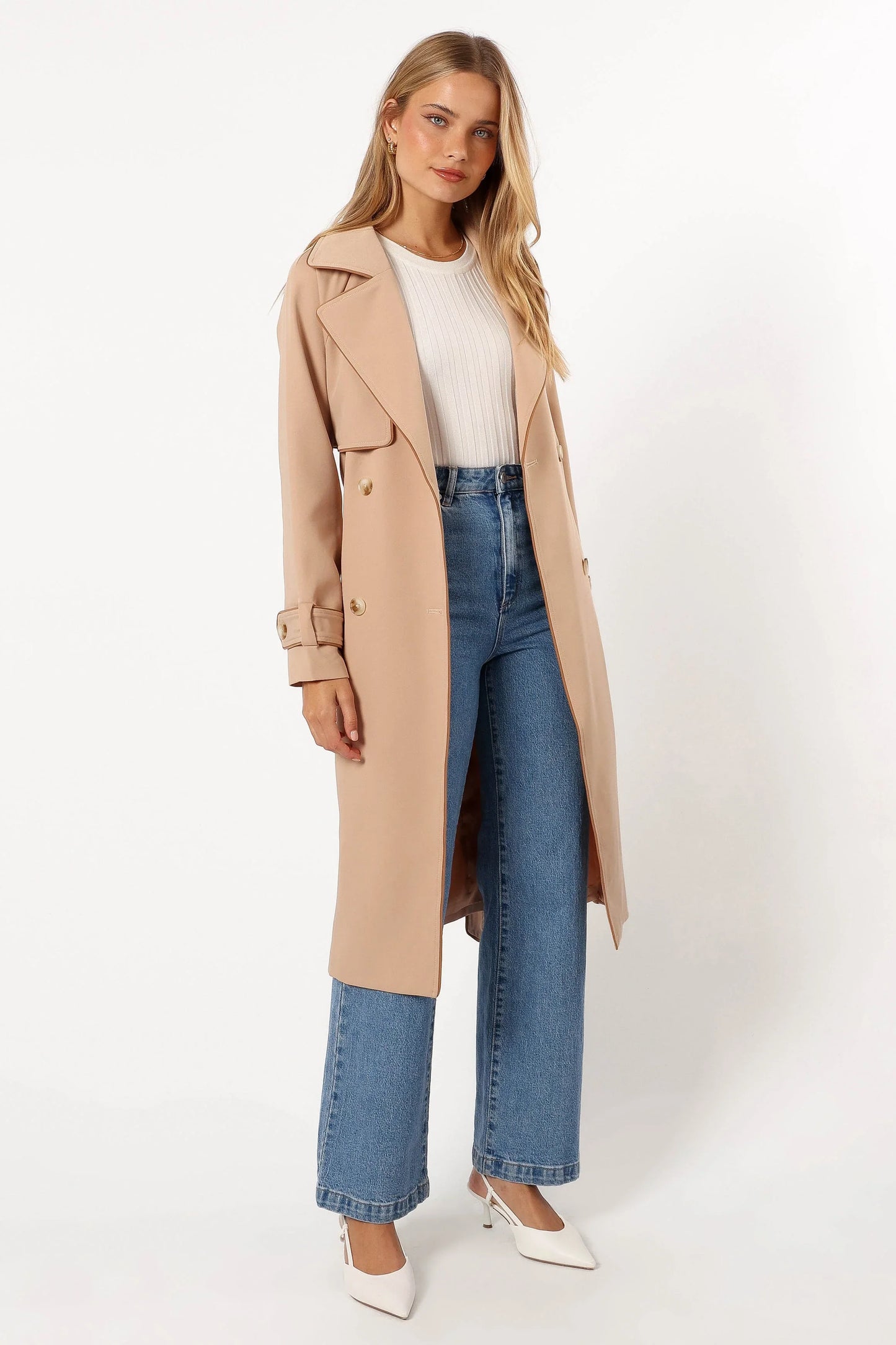 Cayenne Contrast Binding Trench Coat Camel