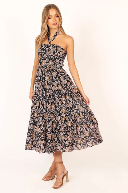 Shena Midi Dress Black Multi