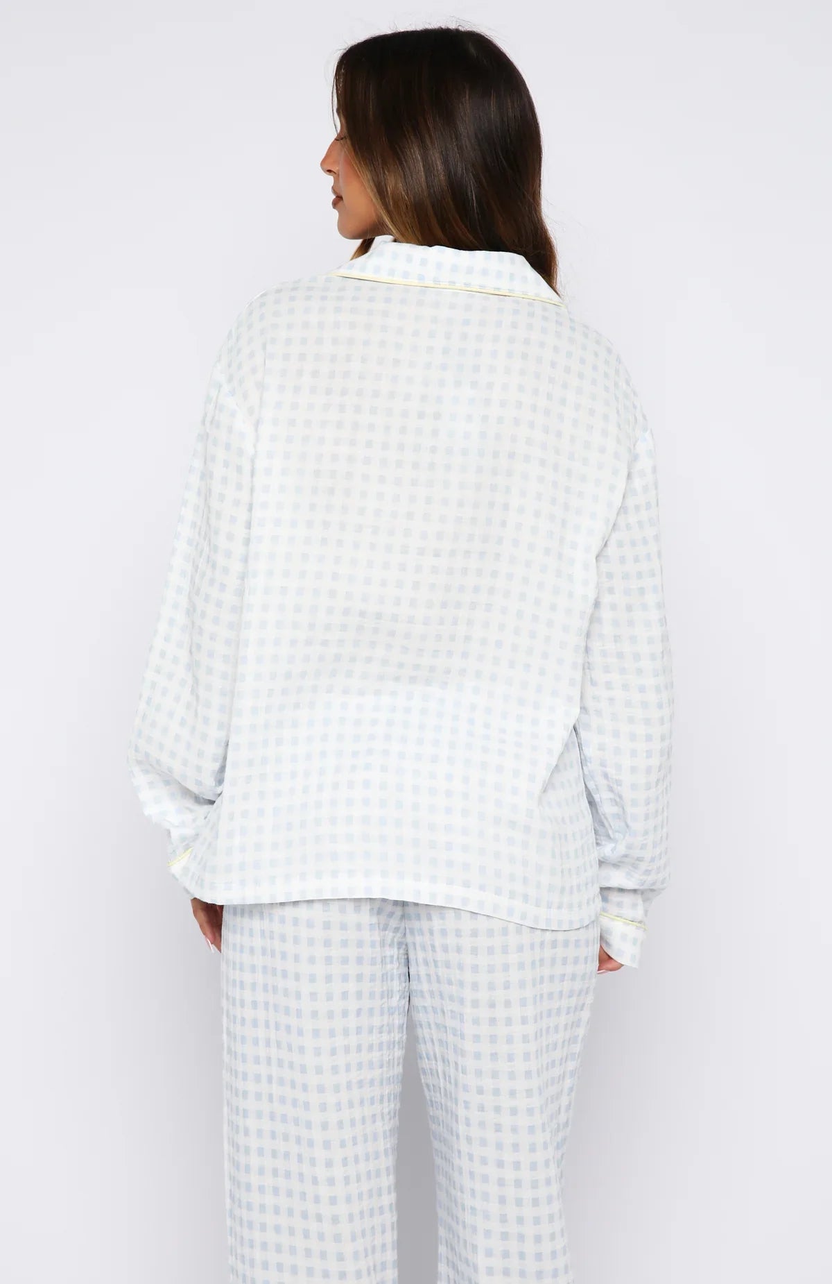 Shes Got This Long Sleeve Pyjama Top Sky Blue Gingham