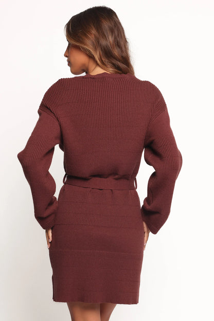 Lucca Mini Sweater Dress Chocolate Brown