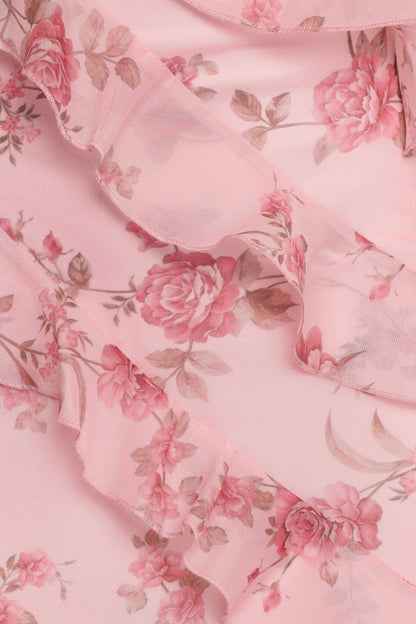 Ciao Ruffles Maxi Dress Pink Floral