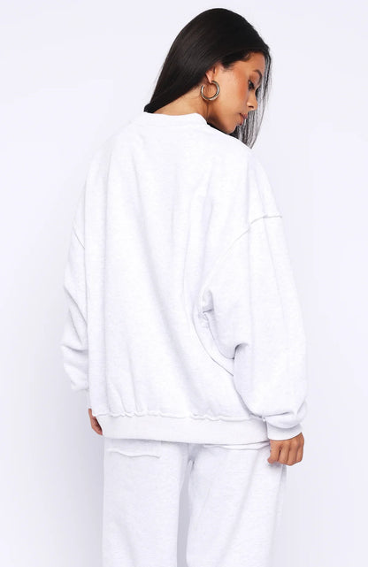 On My Own Terms Oversized Drop Shoulder Sweater Grey Marle