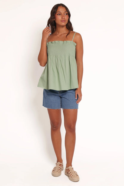 Carson Pleated Top Sage Green