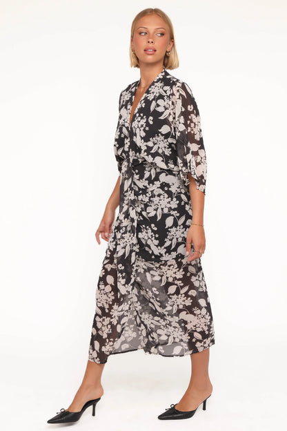 Audrina Maxi Dress Black Floral