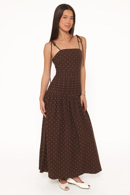 Mischa Maxi Dress Brown Polka Dot