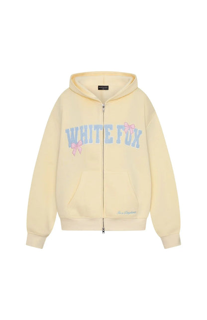 Daydreamers Madeline Boxy Zip Front Hoodie Lemon